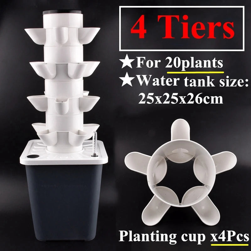 4 Tier Indoor Hydroponic Planter Kit for Herbs and Vegetables