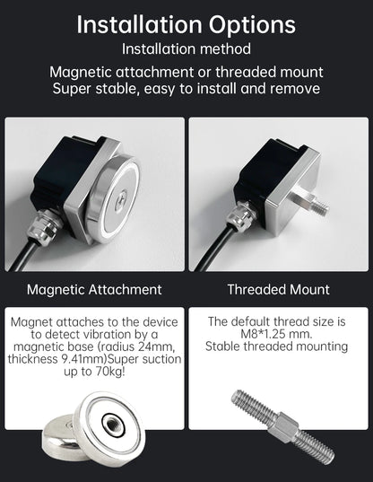 3-Axis Vibration Sensor WTVB02NP Magnetic Mount