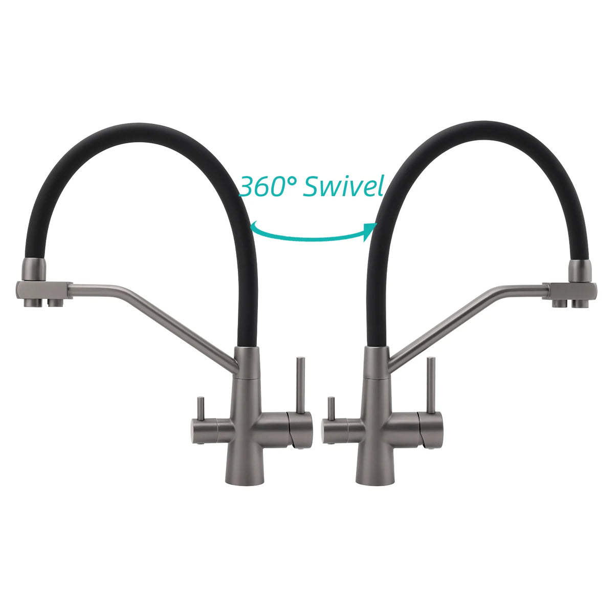 3 Way Kitchen Mixer Tap Brushed Nickel Swivel Spout