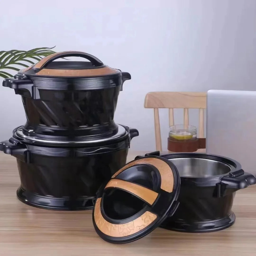 3-Piece Insulated Food Warmer Set 2.2–5.2L Black