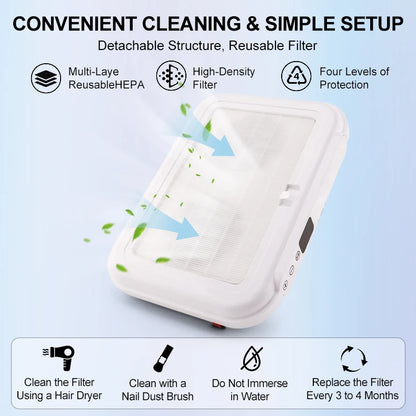 Portable Manicure Dust Collector 170W Strong Suction White