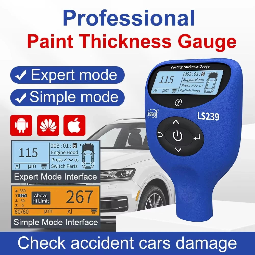 High-Precision Car Paint Meter with Three-Color Display