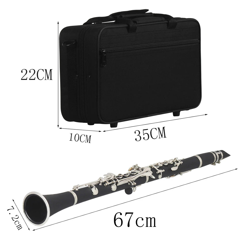 Professional Bb Clarinet 17-Key Bakelite Woodwind with Case