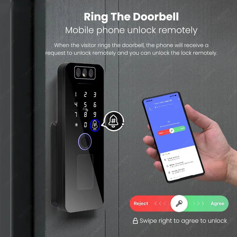 Waterproof Smart Lock 3D Face WiFi 2 Battery