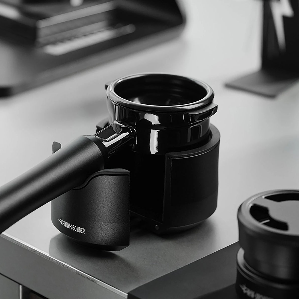 Bottomless Espresso Portafilter Holder with Anti-Slip Base
