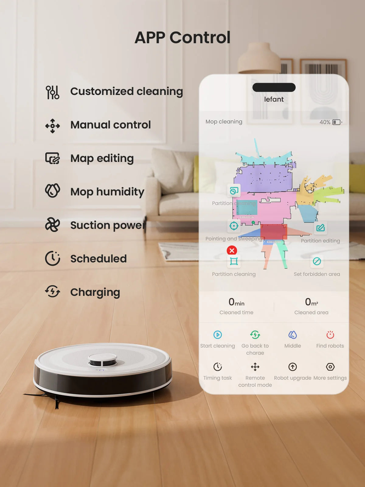 5500Pa Robot Vacuum Cleaner Laser Mapping for Carpets Pet Hair