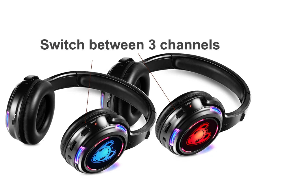 15 Wireless LED Headphones for Multi-Channel Silent Disco