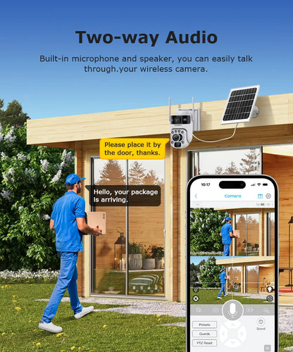 Black WiFi Security Camera with PIR Detection and 60X Zoom