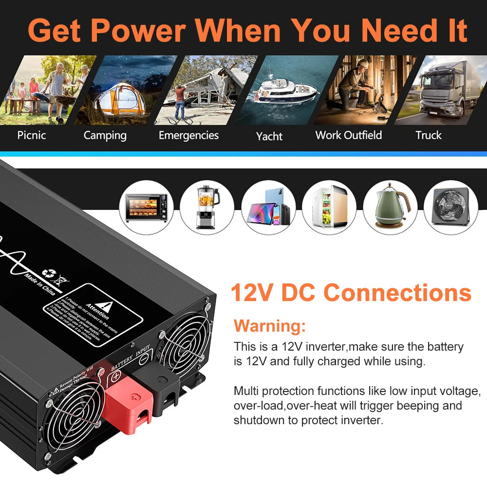 12V 4000W Pure Sine Wave Power Inverter