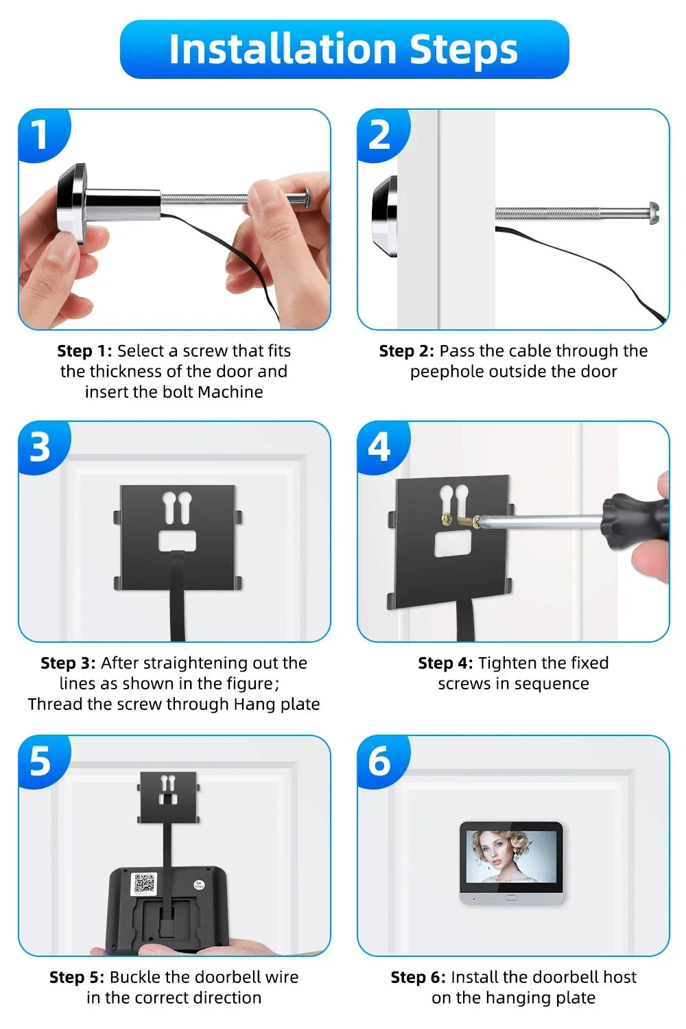 Smart WiFi Door Peephole Camera 1080p Digital Door Viewer