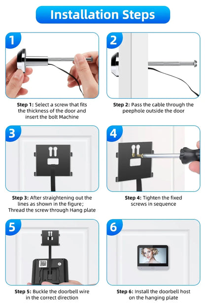 Smart WiFi Door Peephole Camera 1080p Digital Door Viewer
