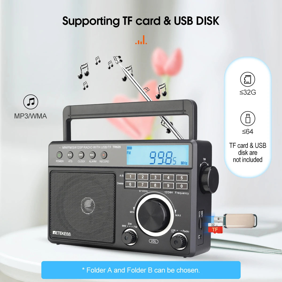 Portable Multiband Radio with AM FM SW and MP3 Speaker