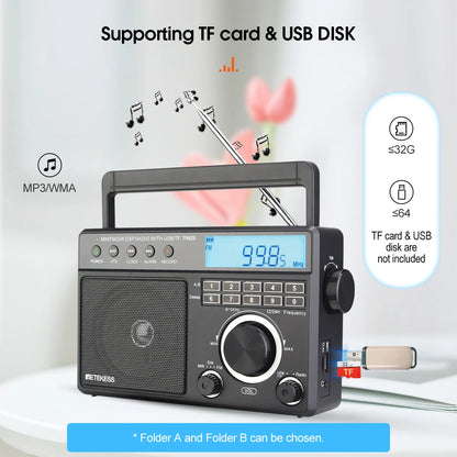 Portable Multiband Radio with AM FM SW and MP3 Speaker
