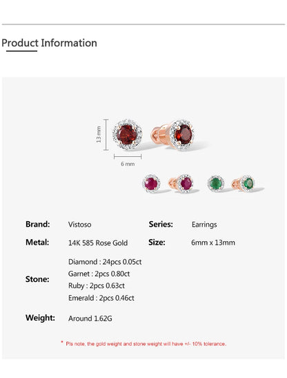 Women’s 14K Yellow Gold Ruby Screw Earrings