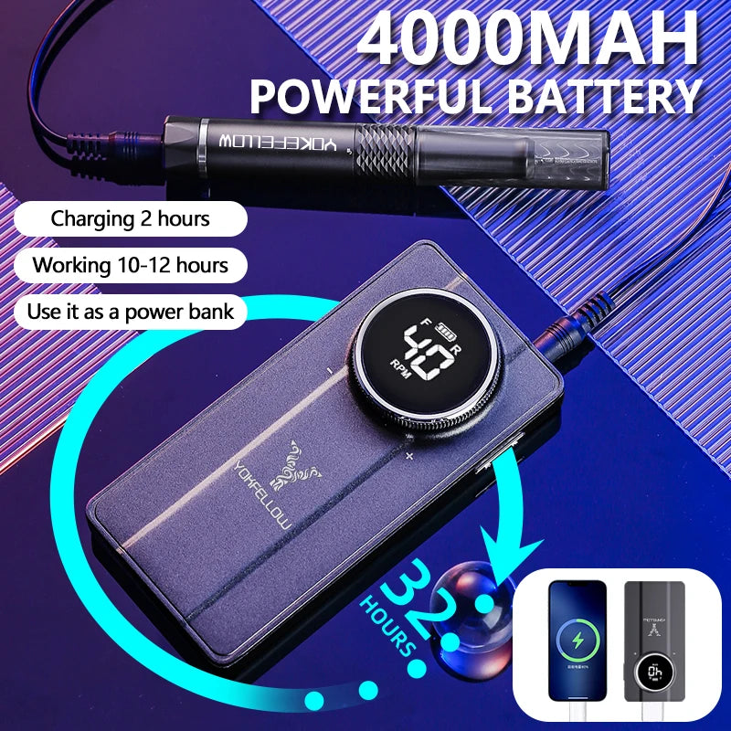 40000RPM Black Electric Nail Drill with Brushless Motor