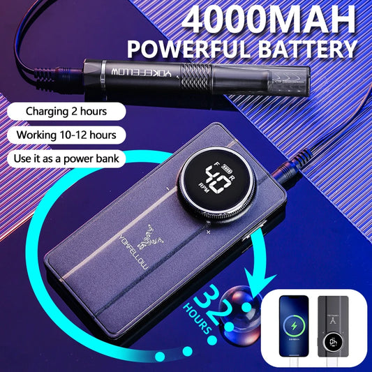 Rechargeable White Nail Drill Machine 40000RPM for Acrylics