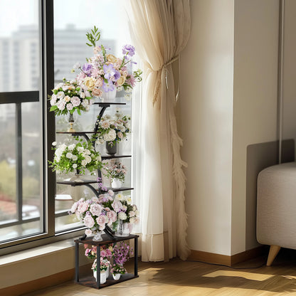 Tree Shaped Plant Stand with Multiple Display Shelves