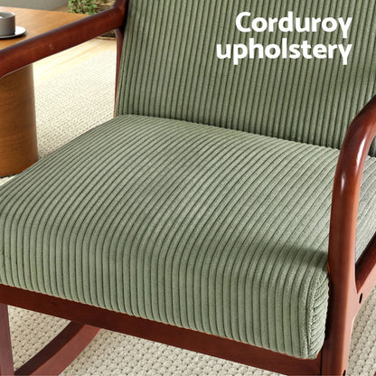 Modern Rocking Armchair with Corduroy Upholstery
