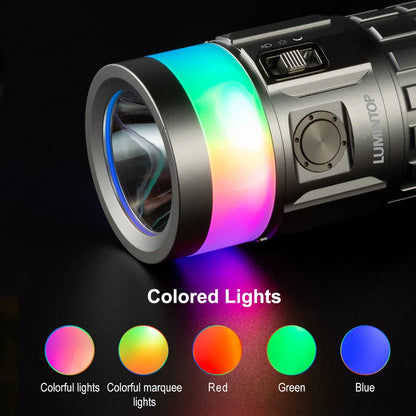 Portable Rechargeable LED Flashlight Remote Control Rainbow Light
