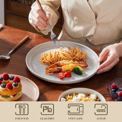White 12 Piece Stoneware Dinnerware Set with Curved Edge Design