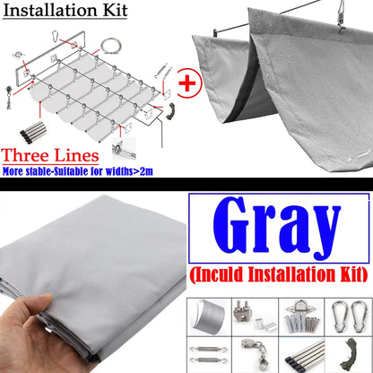 Grey 3x5m Waterproof Retractable Patio Awning with Pipes