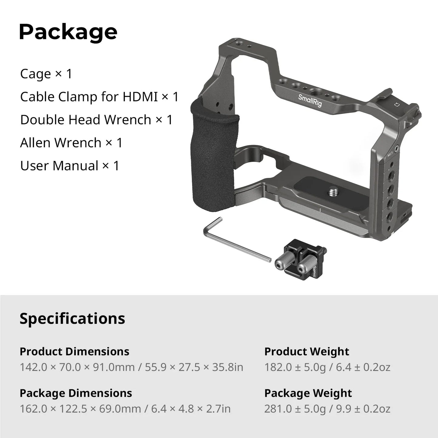 Camera Cage with Grip and Arca Plate for Sony A6700