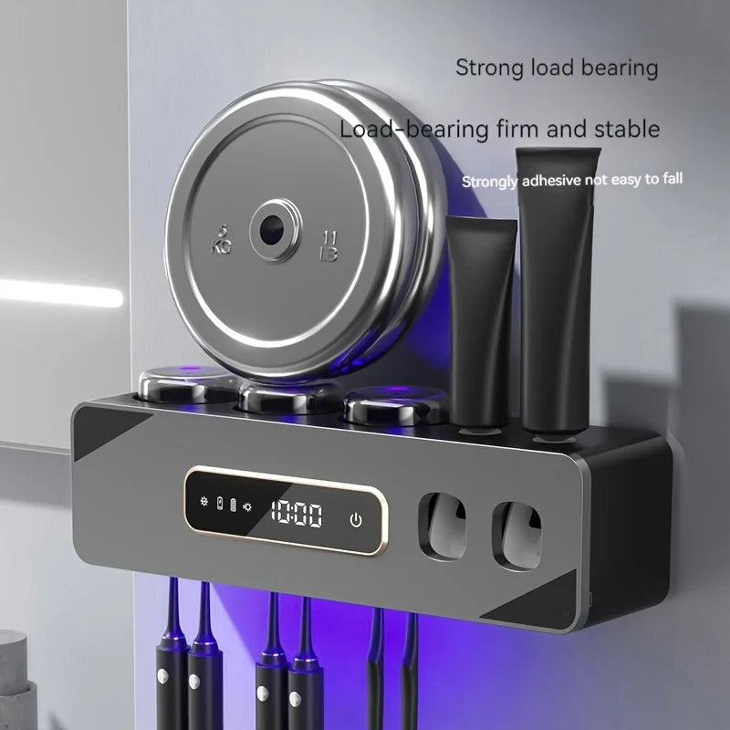 UV Sanitizing Toothbrush Holder with Automatic Toothpaste Dispenser
