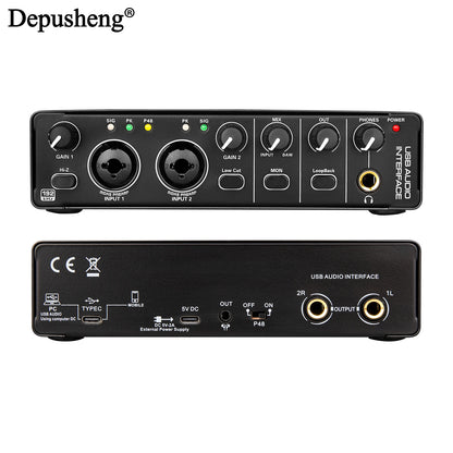 USB-C Audio Interface Sound Card for Live Recording