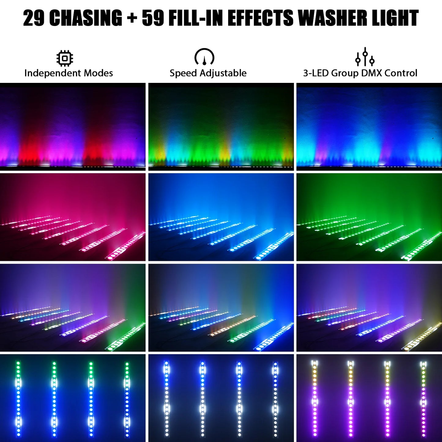 2-Pack 180W RGBW LED Wall Washer Lights DMX Stage