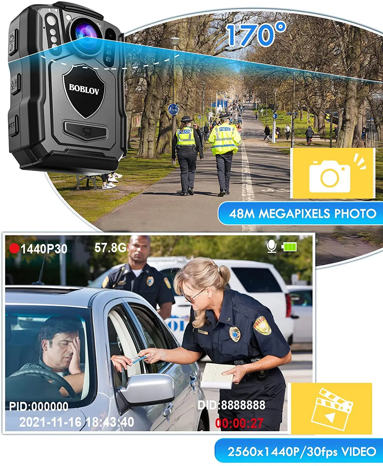 Mini Body Camera 1440P HD 170° Wide-Angle