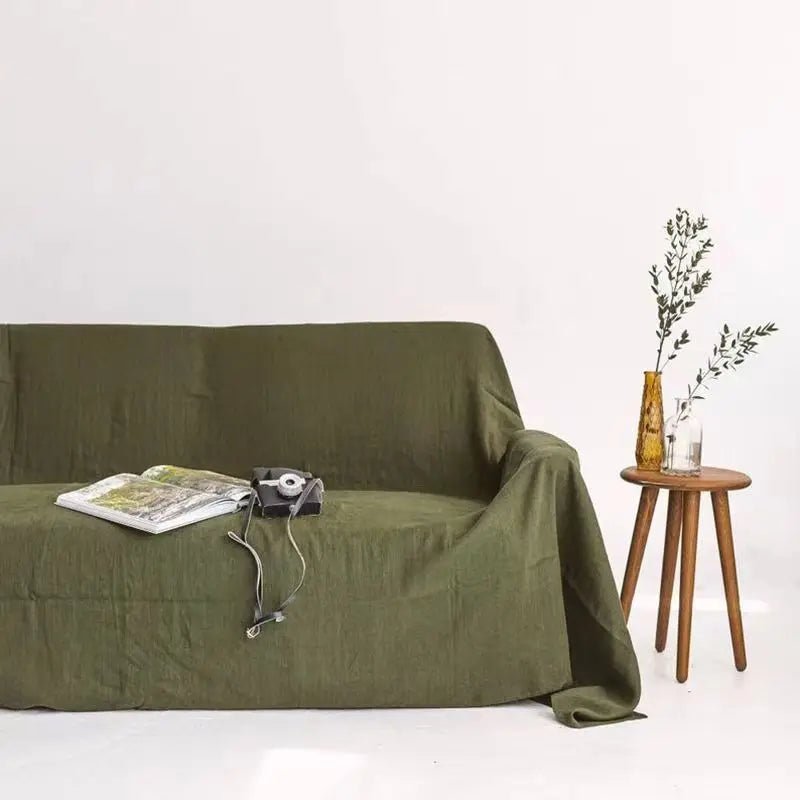 Premium Silver Linen Couch Cover Loveseat Furniture Protector
