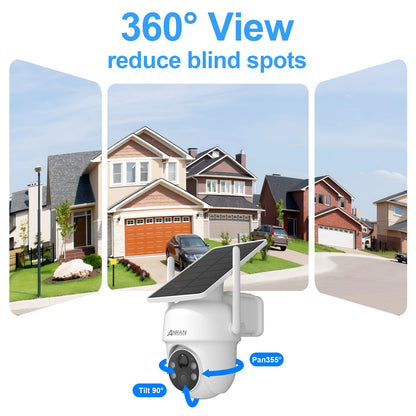 2K 3MP Wireless Solar Security Camera with PIR Detection