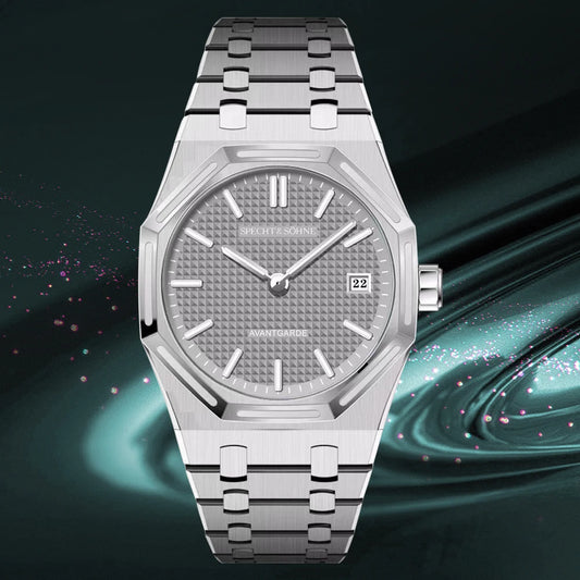 Men’s 38mm Quartz Watch Luminous Dial Sapphire Crystal Grey