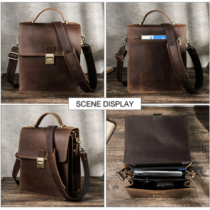 Genuine Leather Shoulder Bag Male Handbag for Tablet