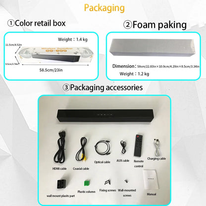 Wireless Bluetooth Sound Bar with Surround Stereo for TV & Projector