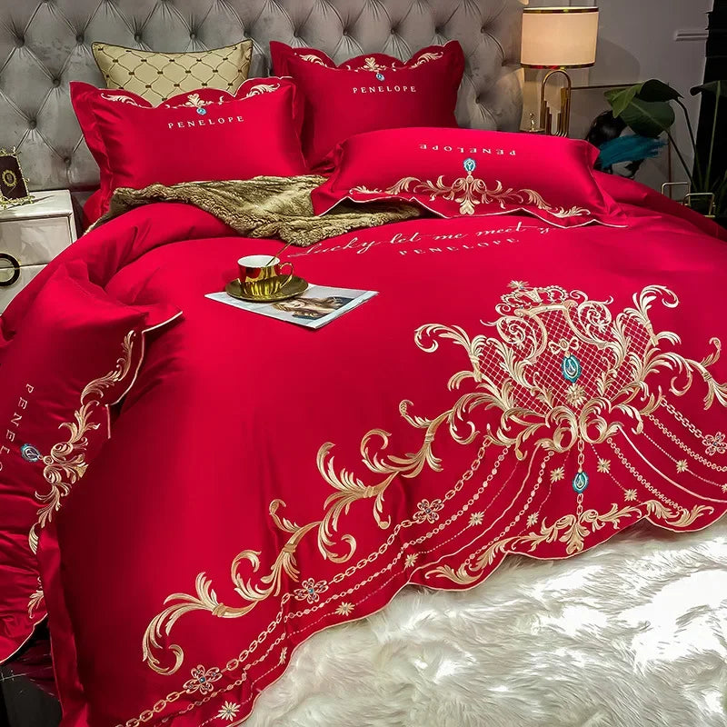 High-End 4-Piece Cotton Bed Sheet Ice Silk Quilt