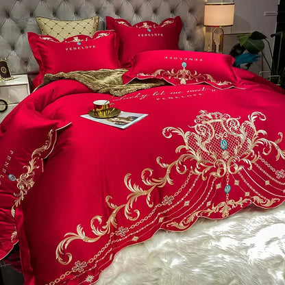 High-End 4-Piece Cotton Bed Sheet Ice Silk Quilt