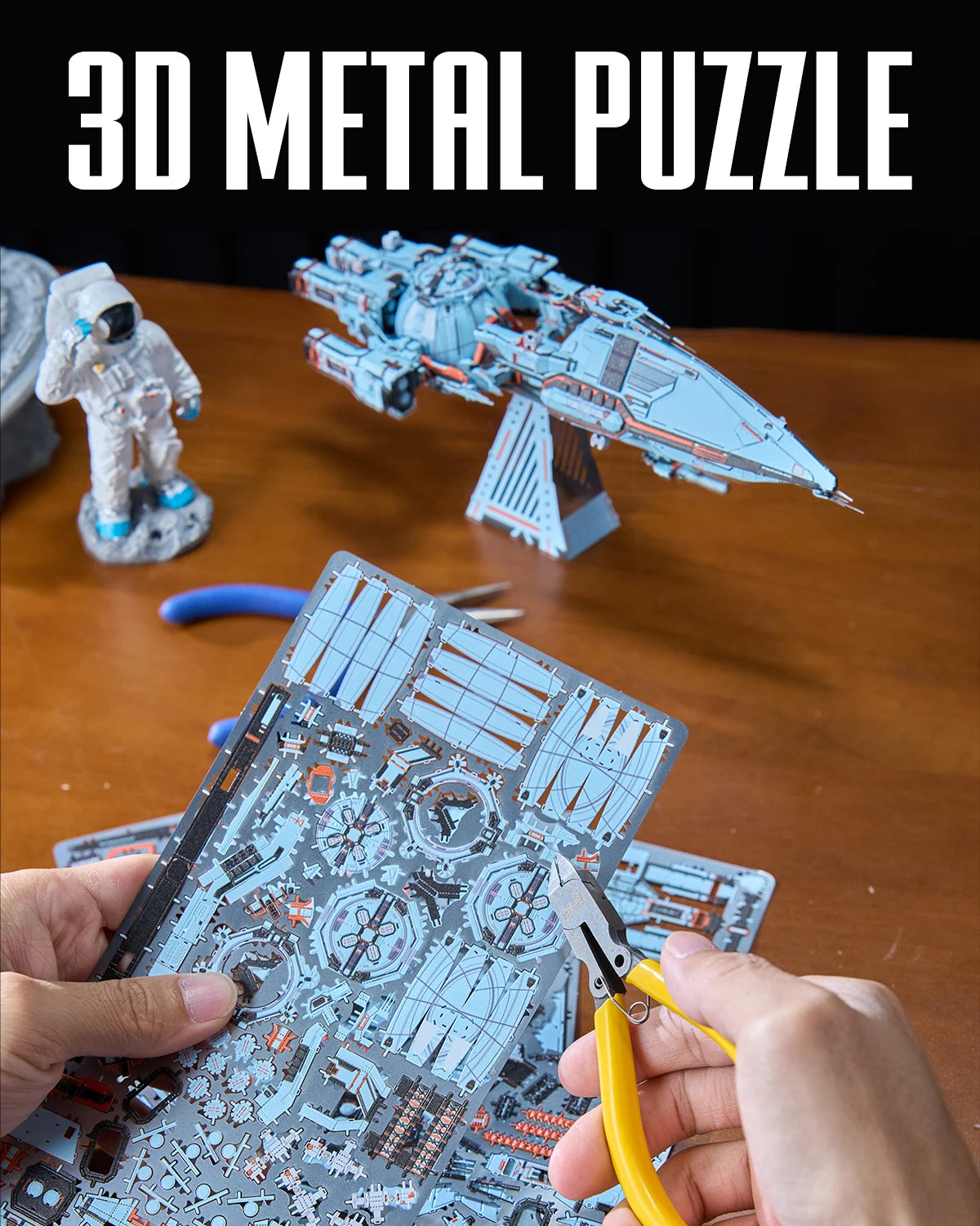 DIY Metal Assembly Puzzle Blue Space Collectible Craft