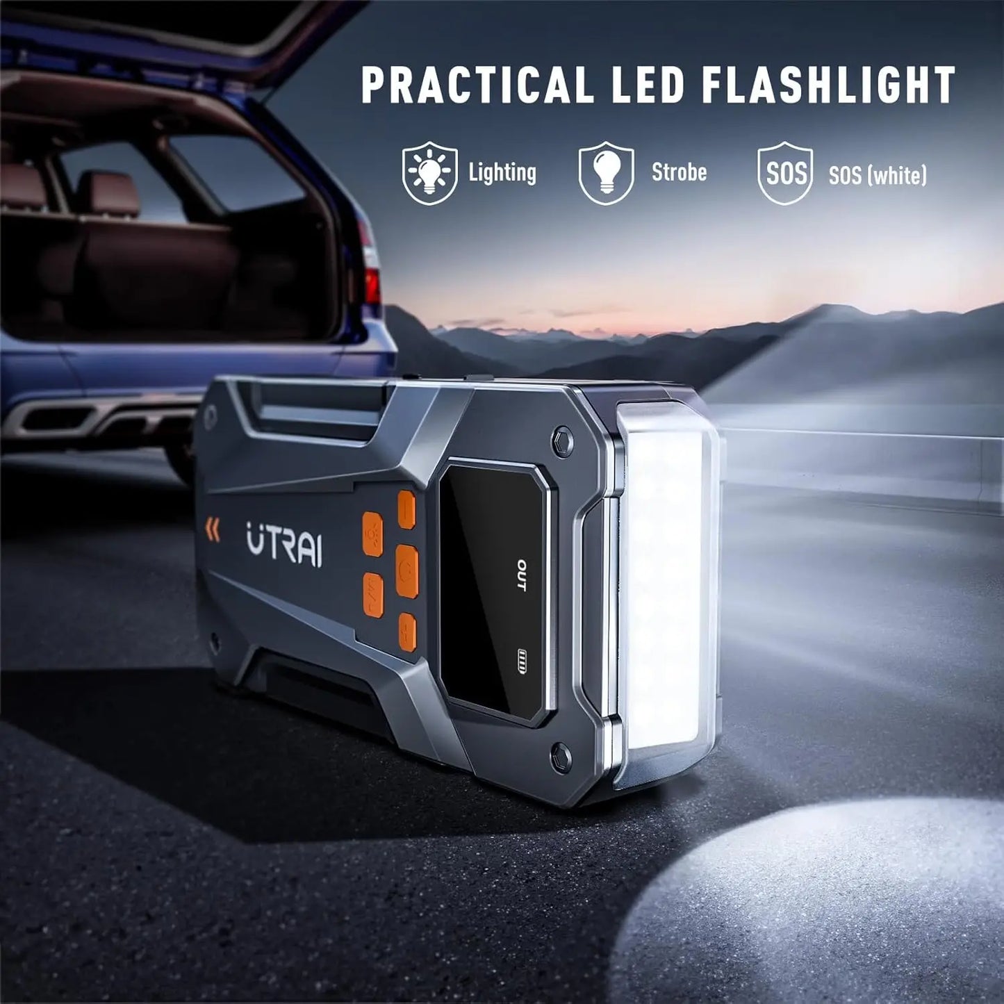 Portable 5000A Car Jump Starter with 150PSI Air Compressor