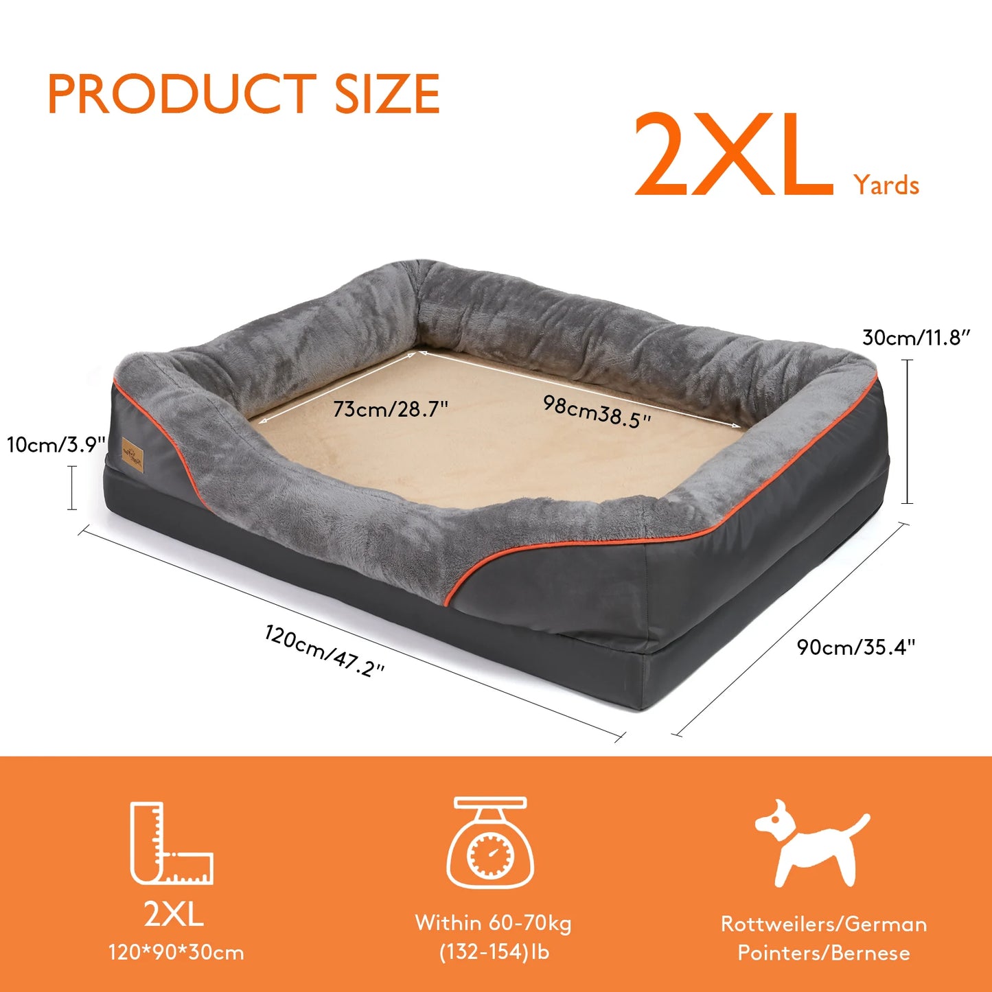 2XL Waterproof Orthopedic Dog Bed Washable Cover