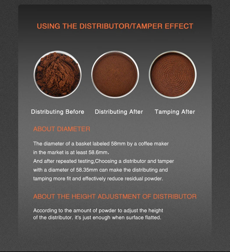 Coffee Distributor 58.35mm and Tamper Set for Barista Precision