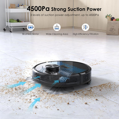 Smart Robot Vacuum Mop Combo 4500Pa with Auto Empty Bin
