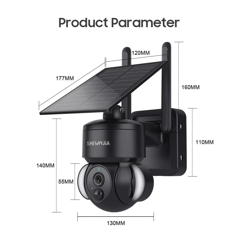 Outdoor Solar WiFi Camera with 64GB Storage and Night Vision