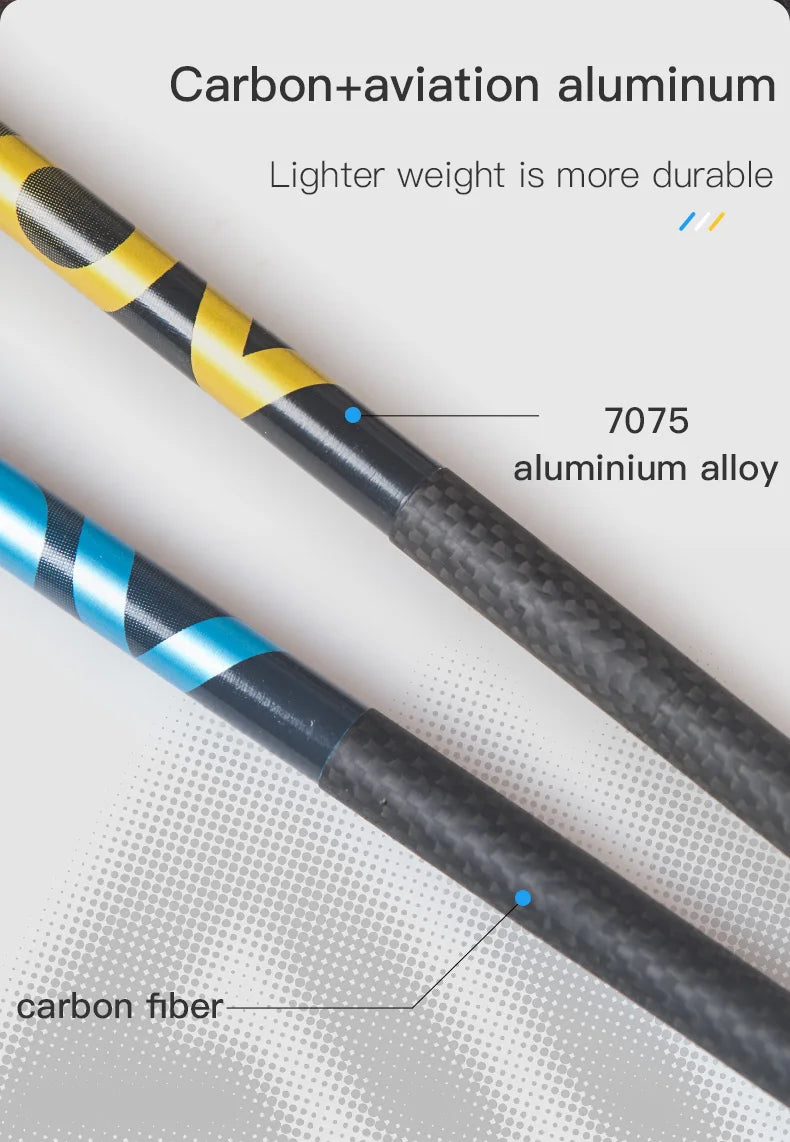 2PC Blue Ultralight Carbon Fiber Hiking Poles 110cm