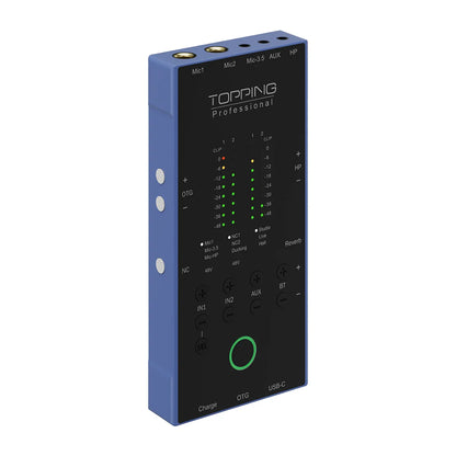 Compact Blue Audio Interface for Recording & Live Streaming