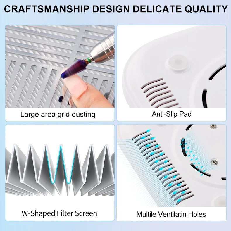 Portable Manicure Dust Collector 170W Strong Suction White