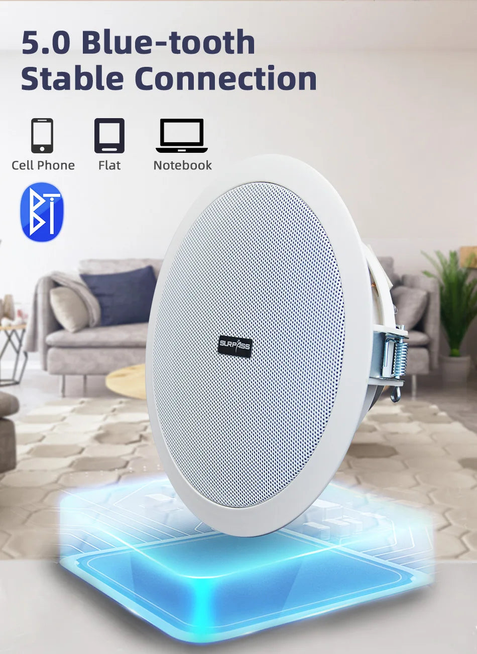 Wireless Ceiling Speaker Set with Amplifier and Passive Units
