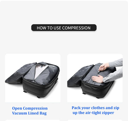 Smart Compression Travel Backpack with Pump and Expandable Storage