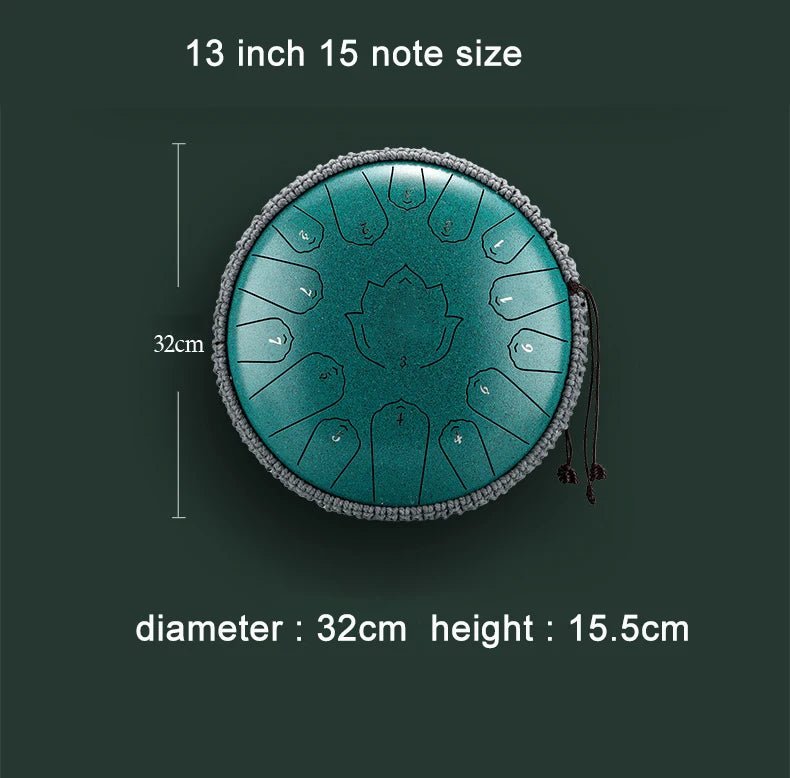 Handpan Style Black Steel Tongue Drum 13 Inch 15 Note