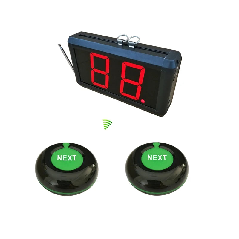 Wireless Take a Number Queue Display with Single Next Button